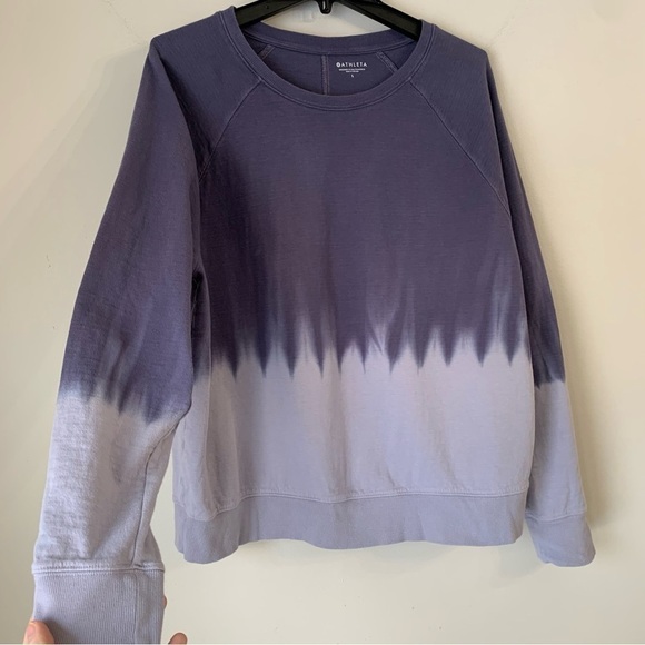 Athleta Sundown Dip Dye Sweatshirt Purple Pullover Crew Neck Sweater Size Large - Picture 4 of 13
